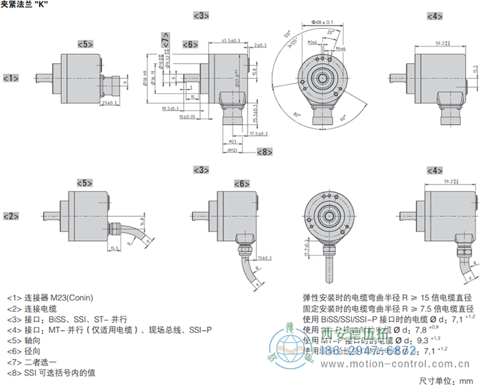 AC58-CANlayer2光電絕對(duì)值通用編碼器外形及安裝尺寸(夾緊法蘭K) - 西安德伍拓自動(dòng)化傳動(dòng)系統(tǒng)有限公司