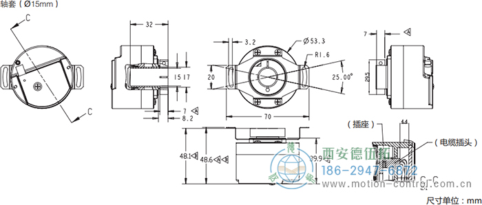 HC53光電電機(jī)反饋編碼器外形及安裝尺寸(軸套) - 西安德伍拓自動(dòng)化傳動(dòng)系統(tǒng)有限公司